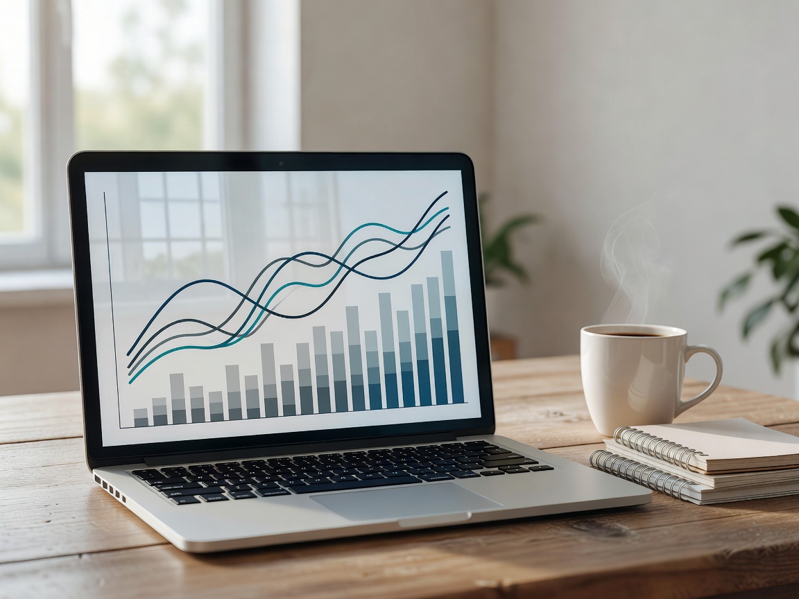 Data chart on laptop screen